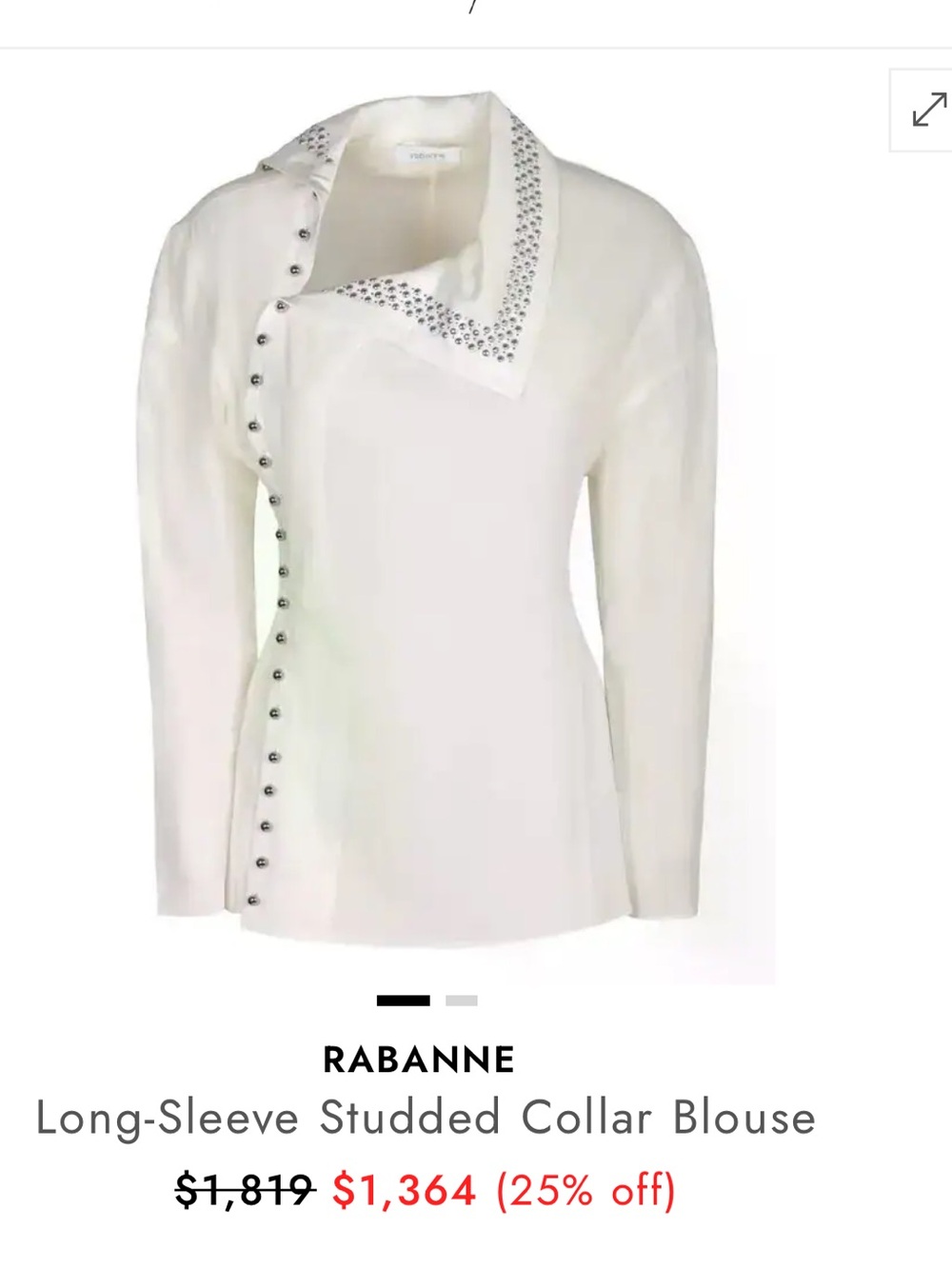 New! Rabanne long sleeve studded Collar blouse